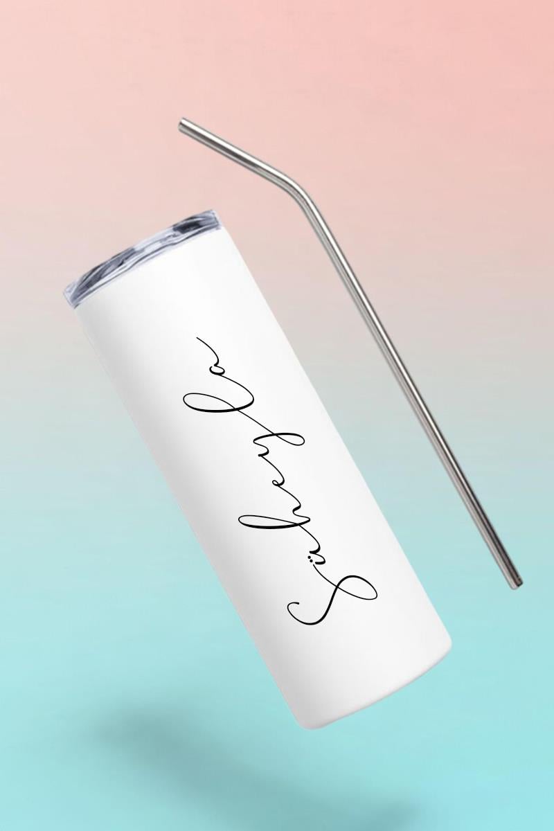 İsme Özel Çelik Pipetli Termos Bardak