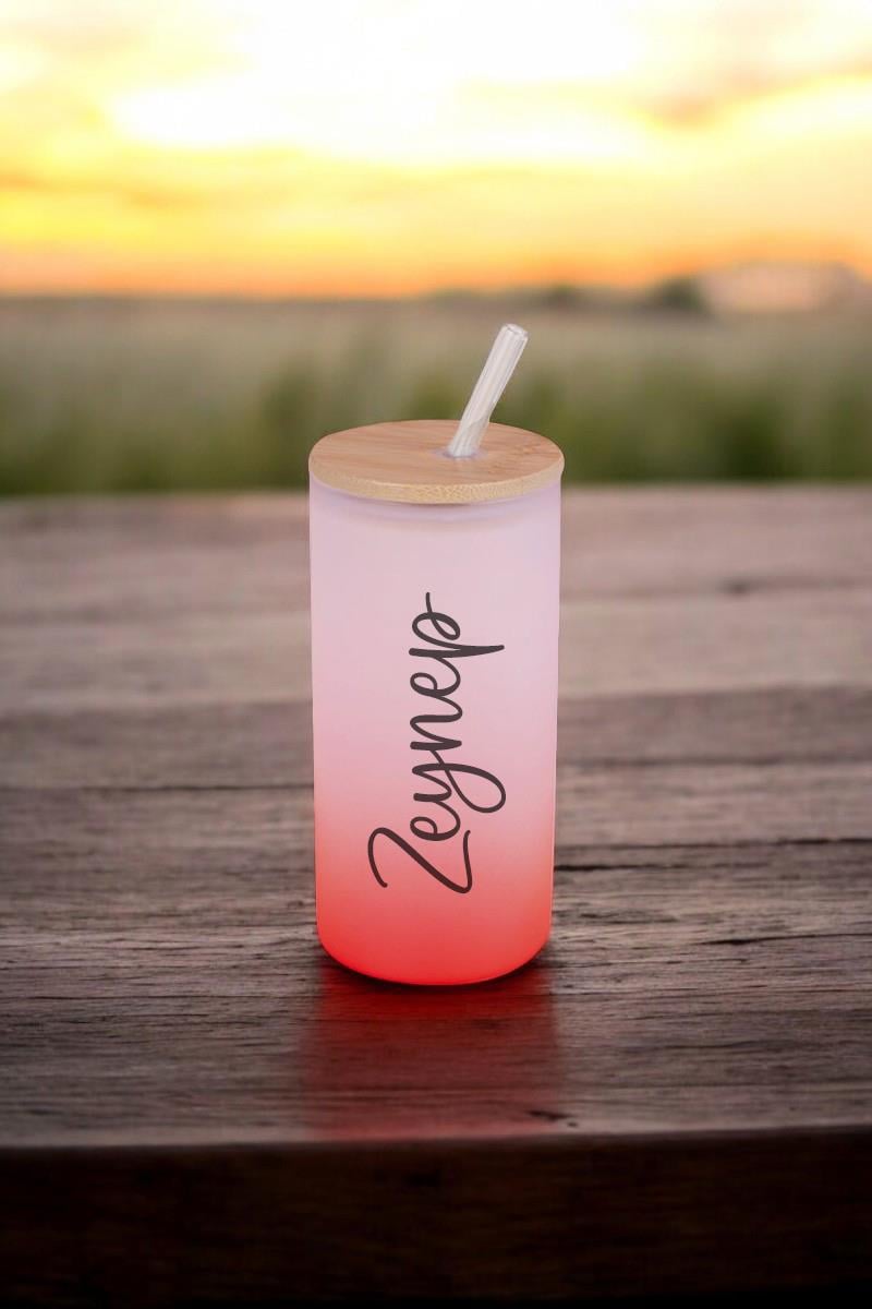 İsme Özel Pipetli Buzlu Cam Bardak