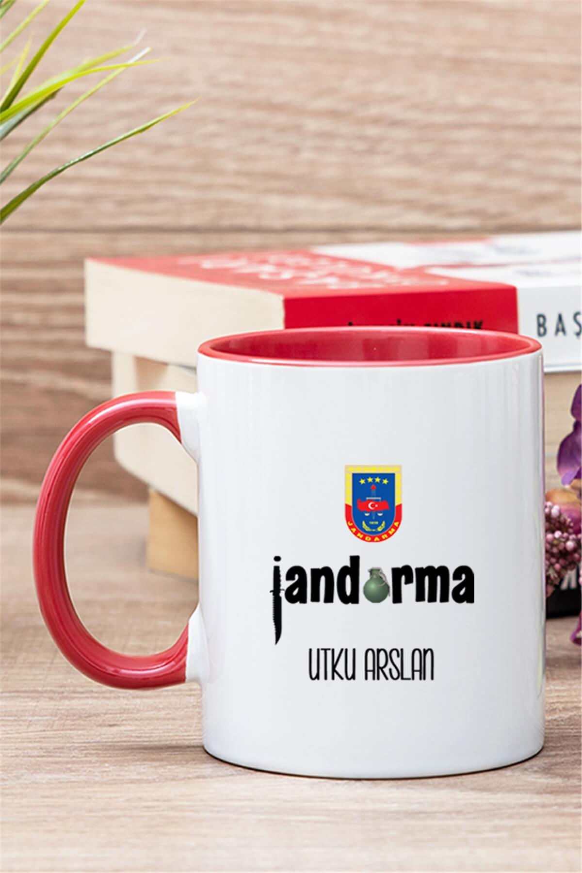 Jandarma Arkadaşa Hediye İçi Renkli Kupa Bardak