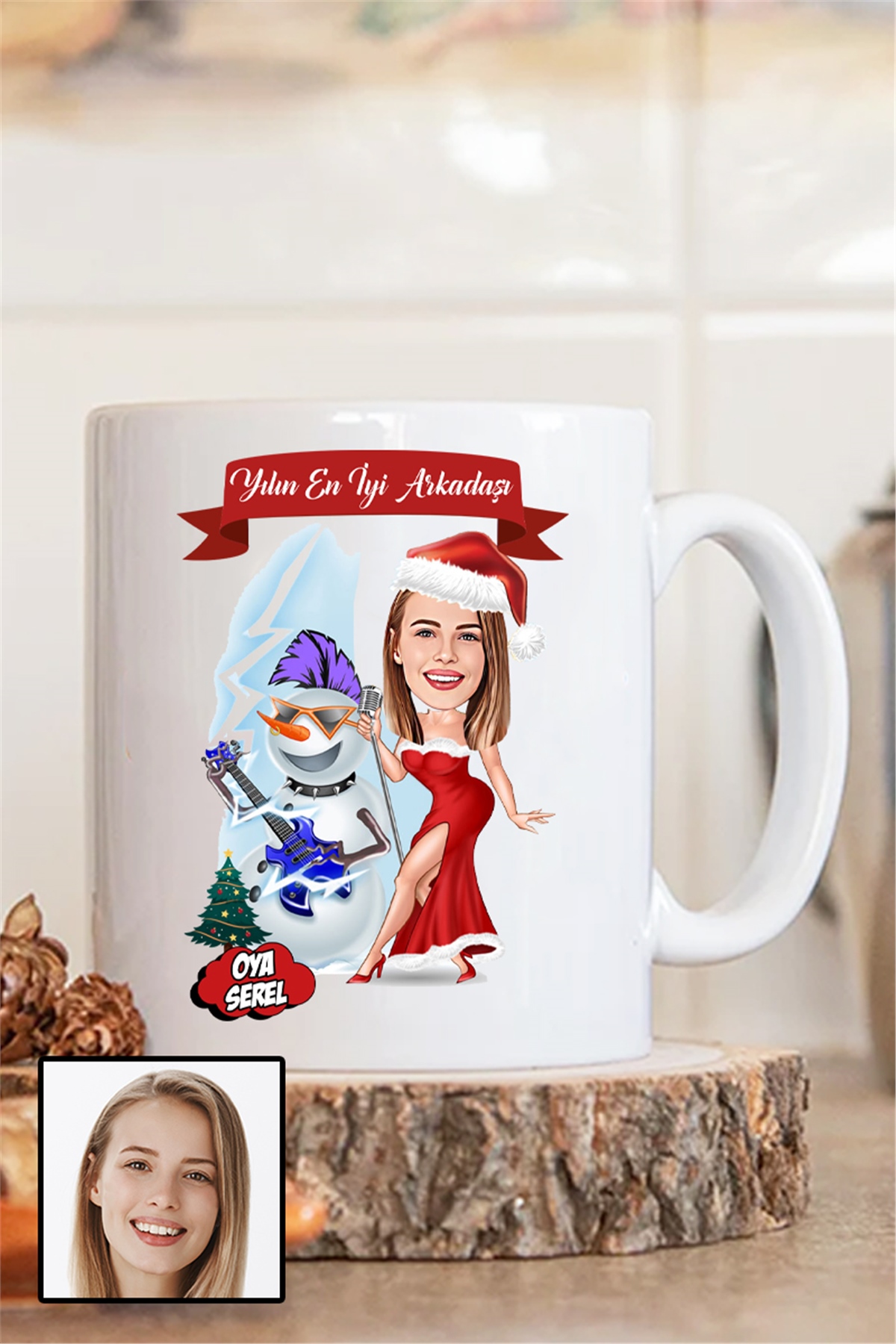 Yakın Kız Arkadaşa Yılbaşı Hediyesi Karikatürlü Kupa Bardak