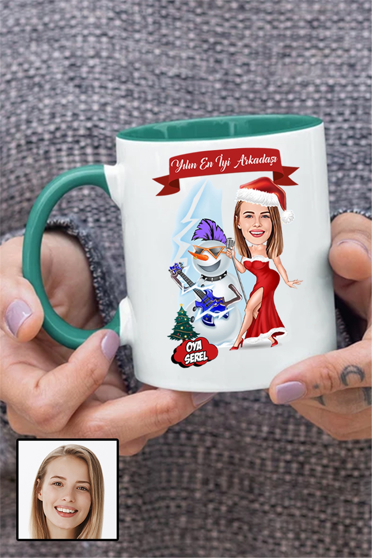 Arkadaşa Yılbaşı Hediyesi Kadın Karikatürlü Renkli Kupa Bardak