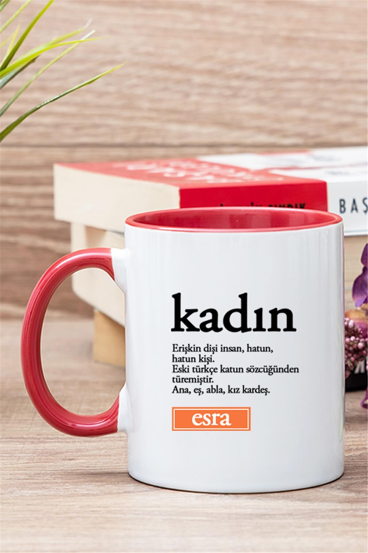 Kadın Kelime Anlamı İçi Renkli Kupa Bardak