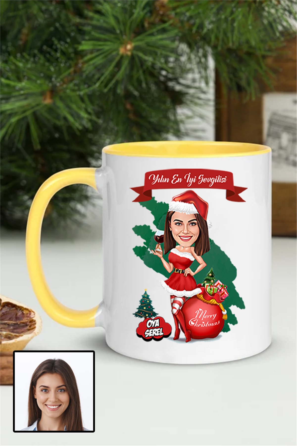 Sevgiliye Yılbaşı Hediyesi Kadın Yılbaşı Karikatürlü Kupa Bardak