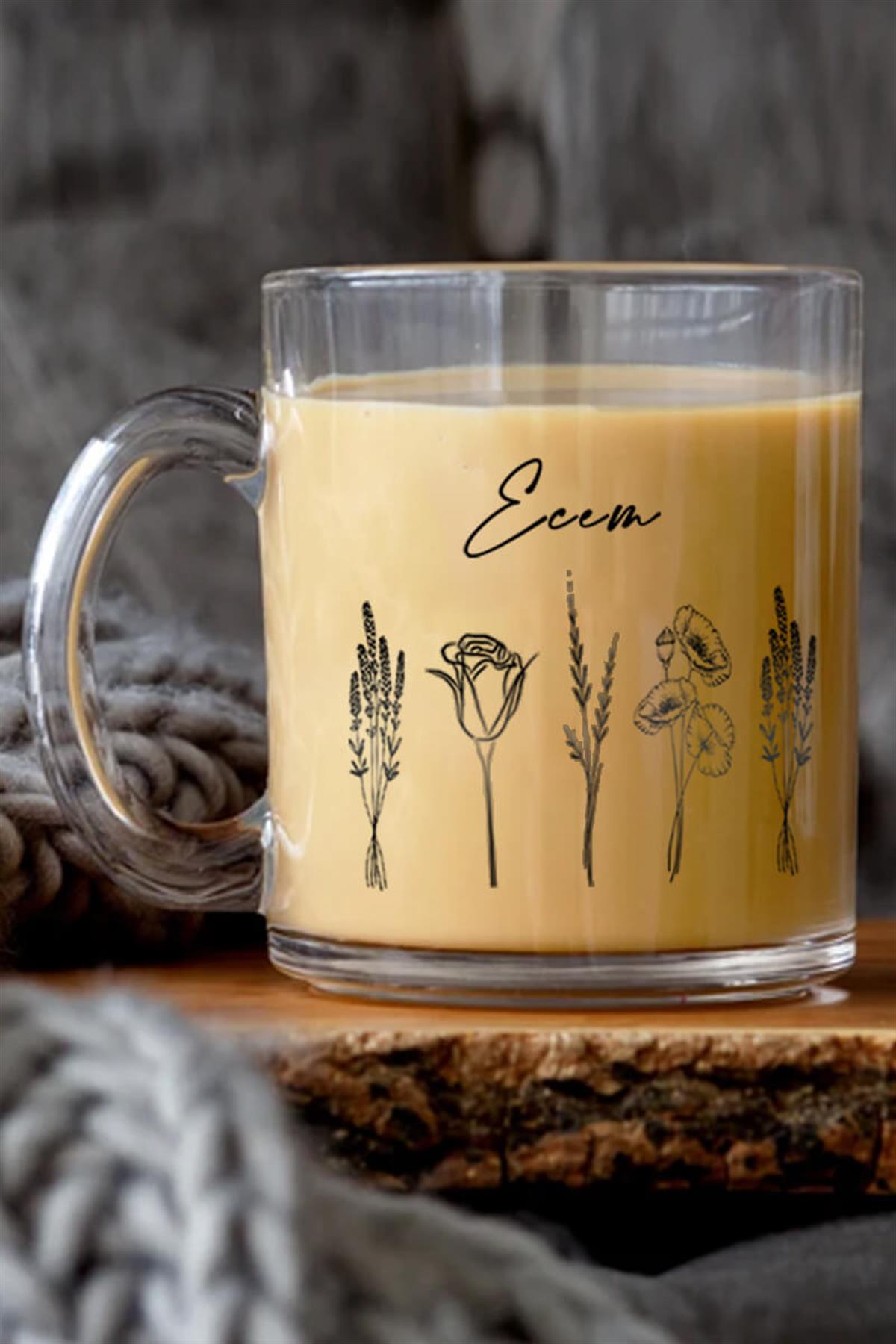 Kadına Hediye Minimal Tasarım Cam Kahve Kupası