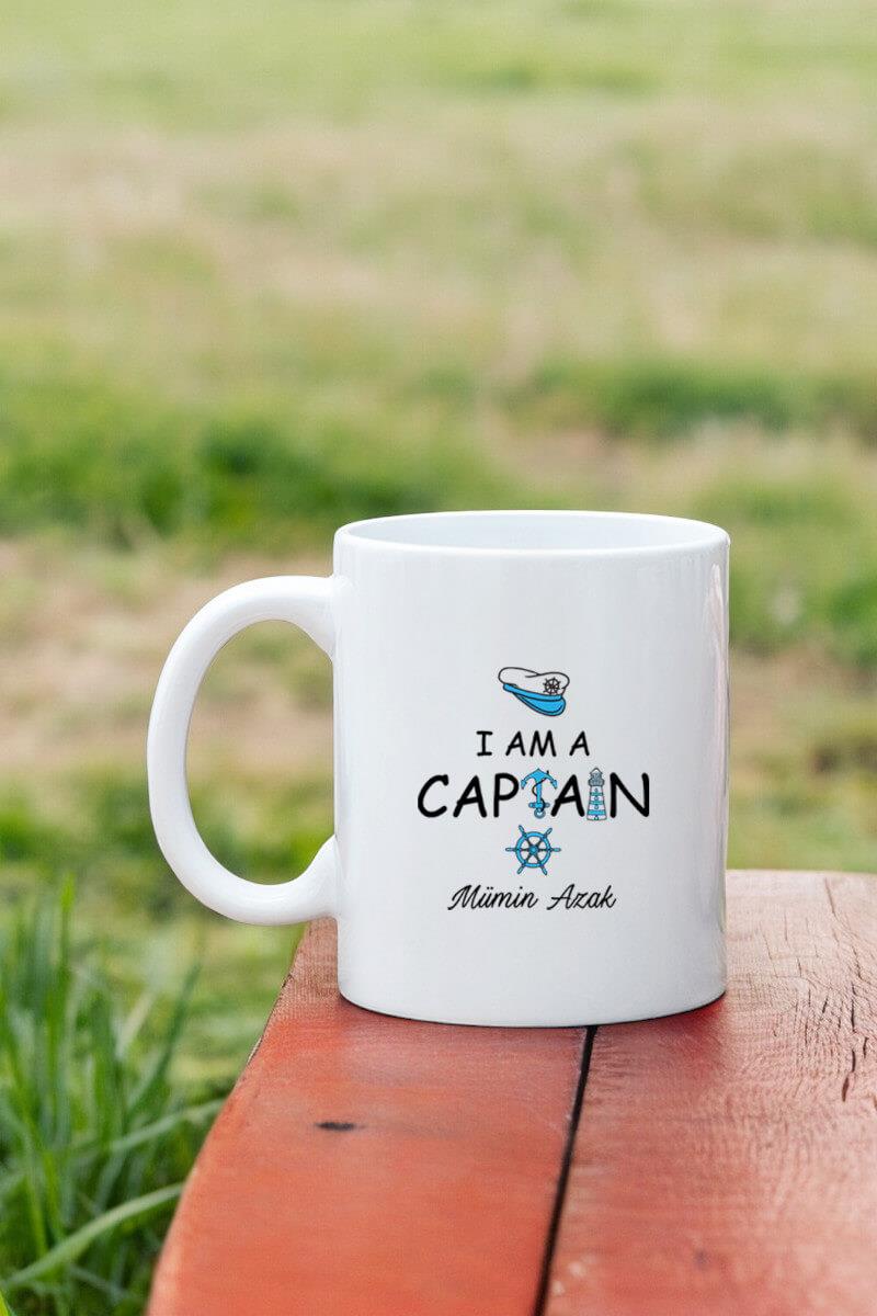 Kaptana Hediye Beyaz Kupa Bardak