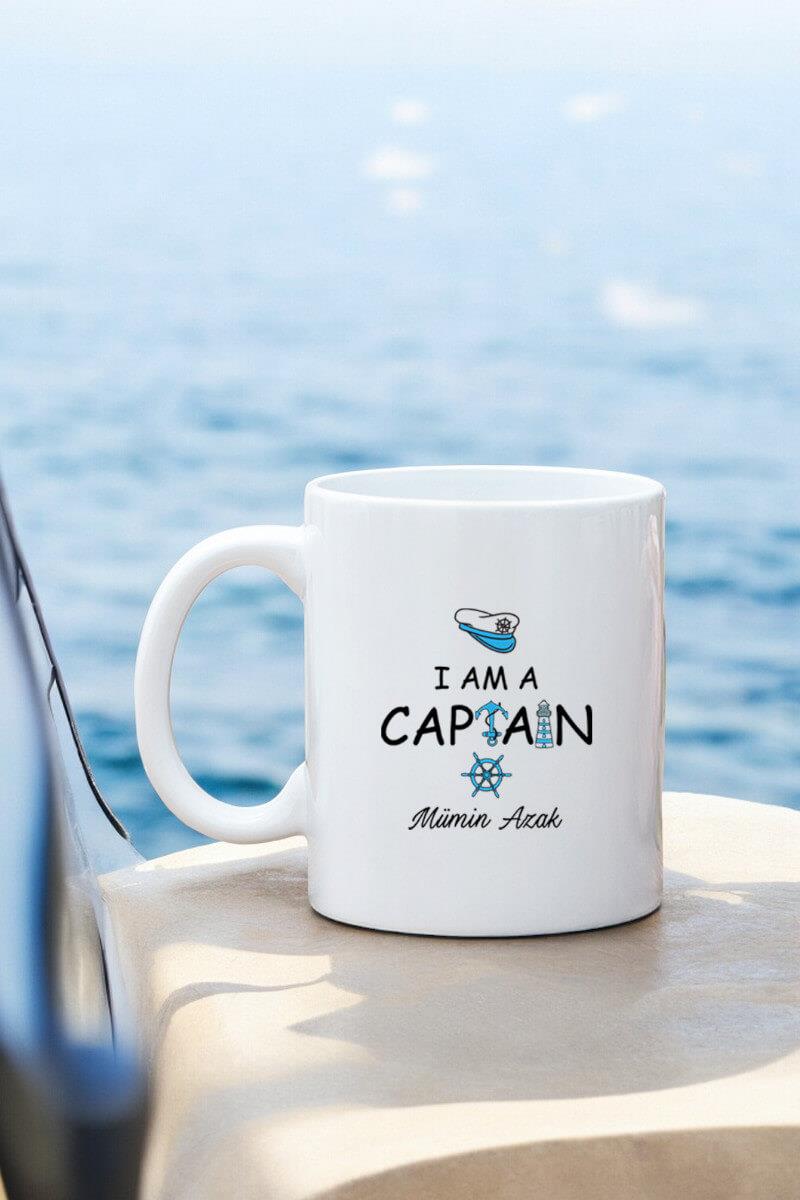 Kaptana Hediye Beyaz Kupa Bardak