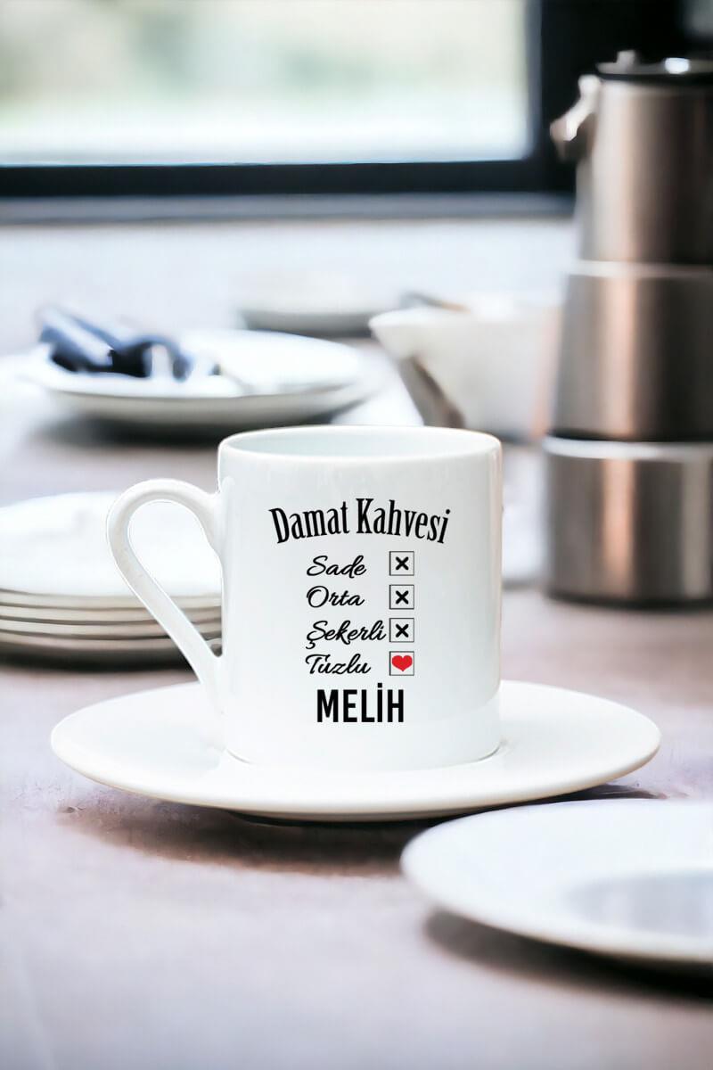Kişiye Özel Damat Beyaz Türk Kahvesi Fincanı