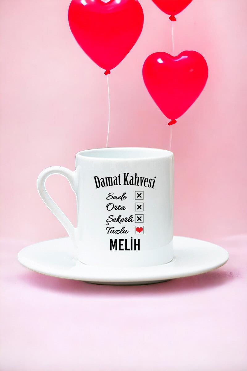 Kişiye Özel Damat Beyaz Türk Kahvesi Fincanı