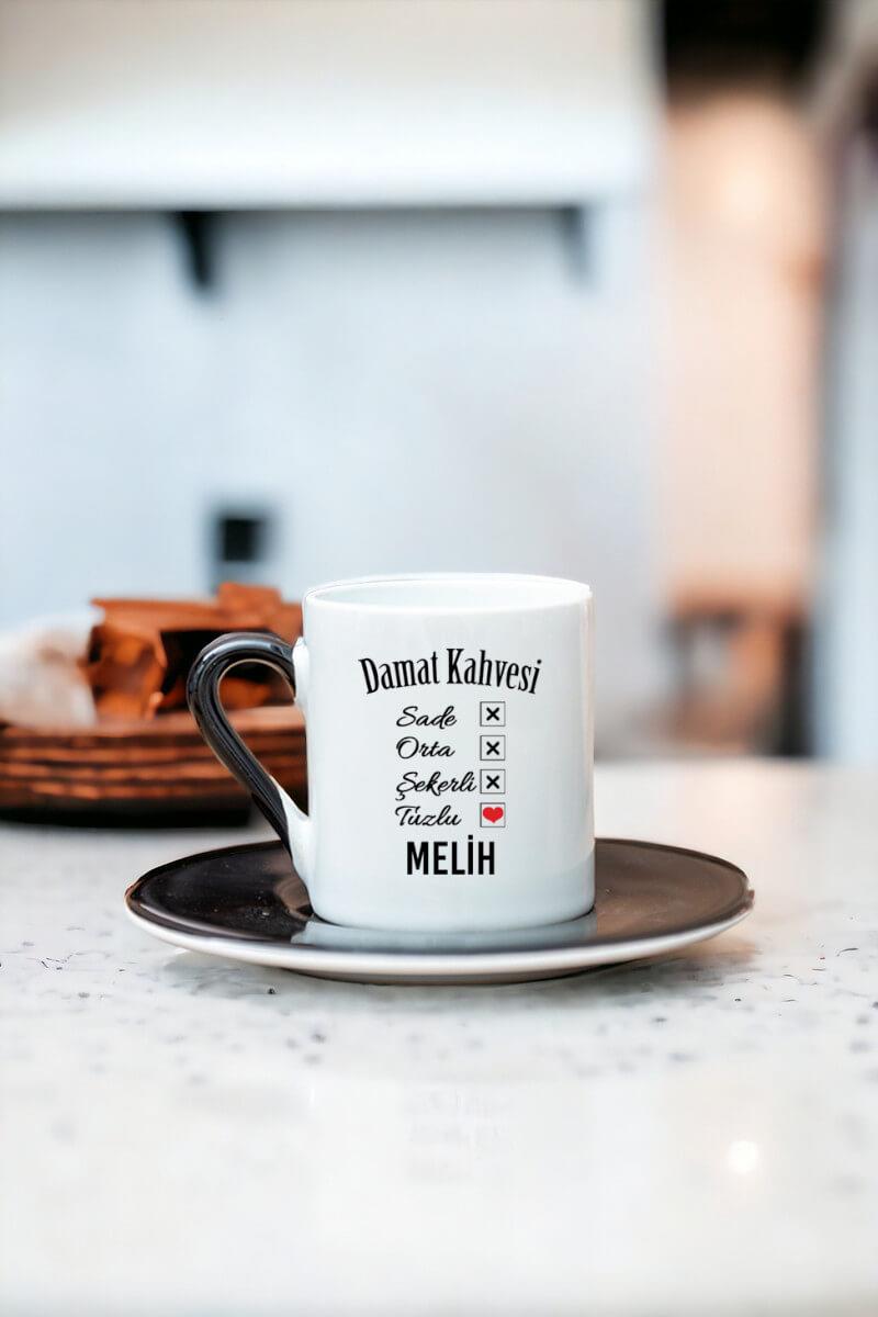 Kişiye Özel Damat Renkli Türk Kahvesi Fincanı