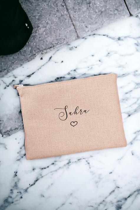 Kişiye Özel El Yazısı Tasarımlı İsimli Keten Bez El Çantası