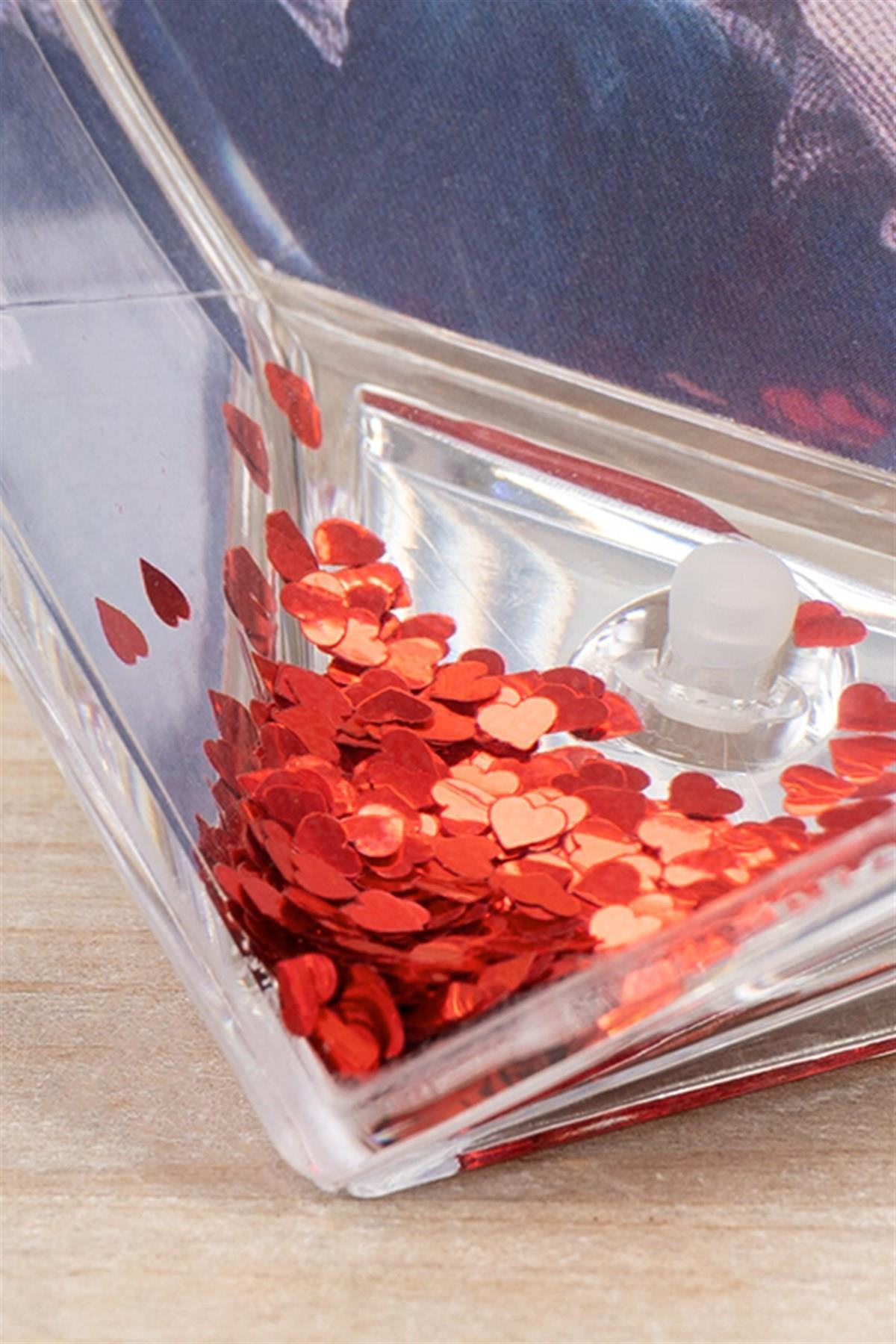 Eşe Hediye Fotoğraflı Kalp Kar Küresi