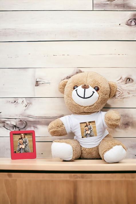 Kişiye Özel Fotoğraflı Peluş Ayı ve Mini Çerçeve
