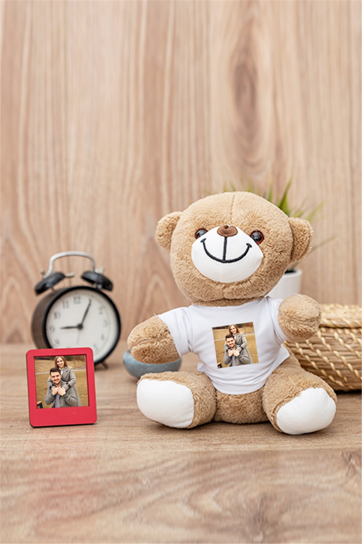 Kişiye Özel Fotoğraflı Peluş Ayı ve Mini Çerçeve