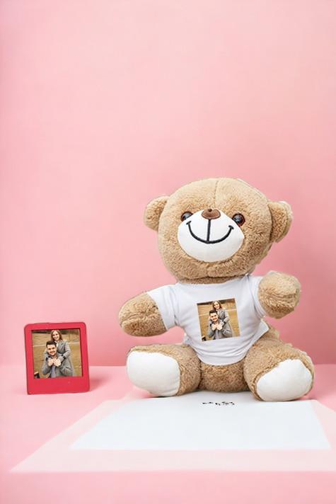 Kişiye Özel Fotoğraflı Peluş Ayı ve Mini Çerçeve