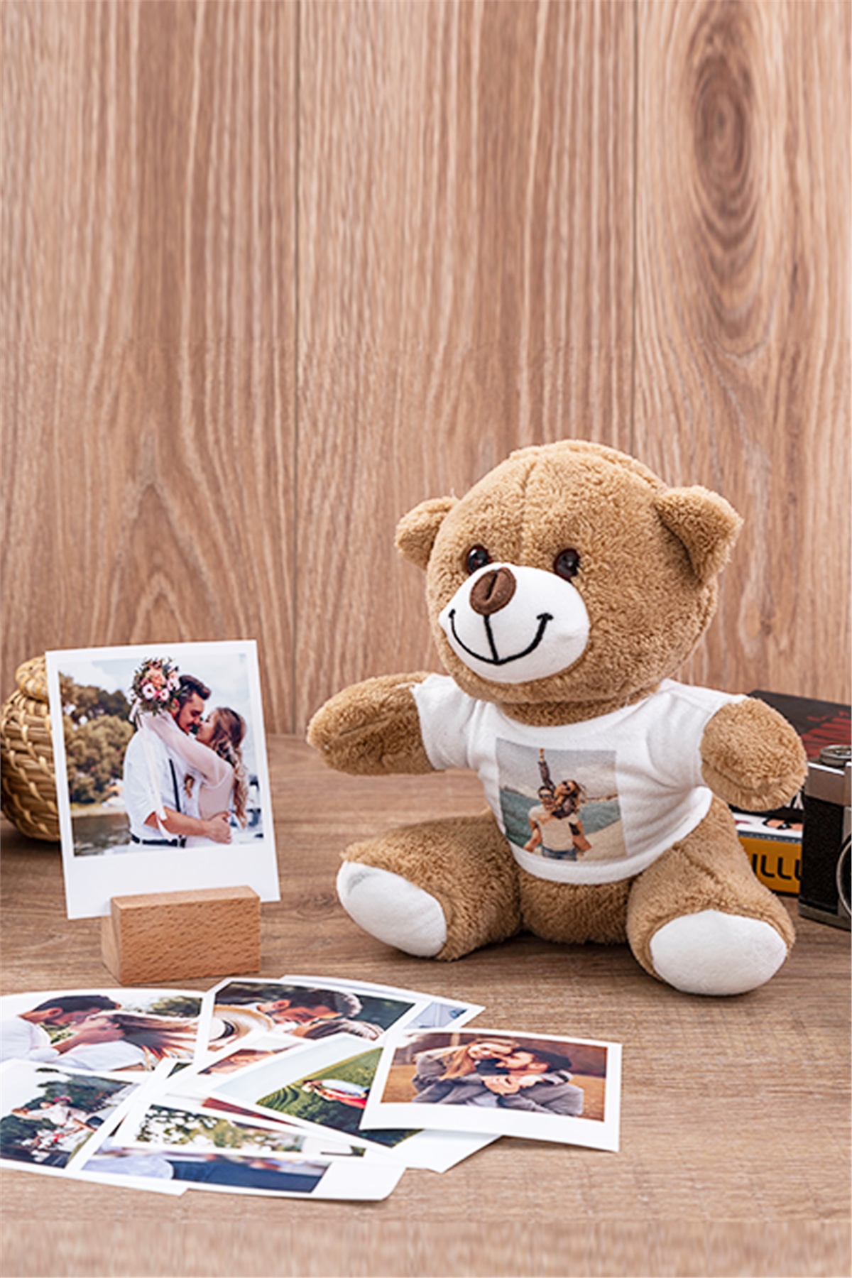 Kişiye Özel Fotoğraflı Peluş Ayı ve Polaroid Fotoğraf Seti