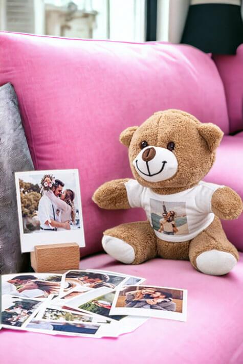 Kişiye Özel Fotoğraflı Peluş Ayı ve Polaroid Fotoğraf Seti