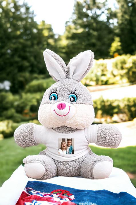 Kişiye Özel Fotoğraflı Peluş Tavşan