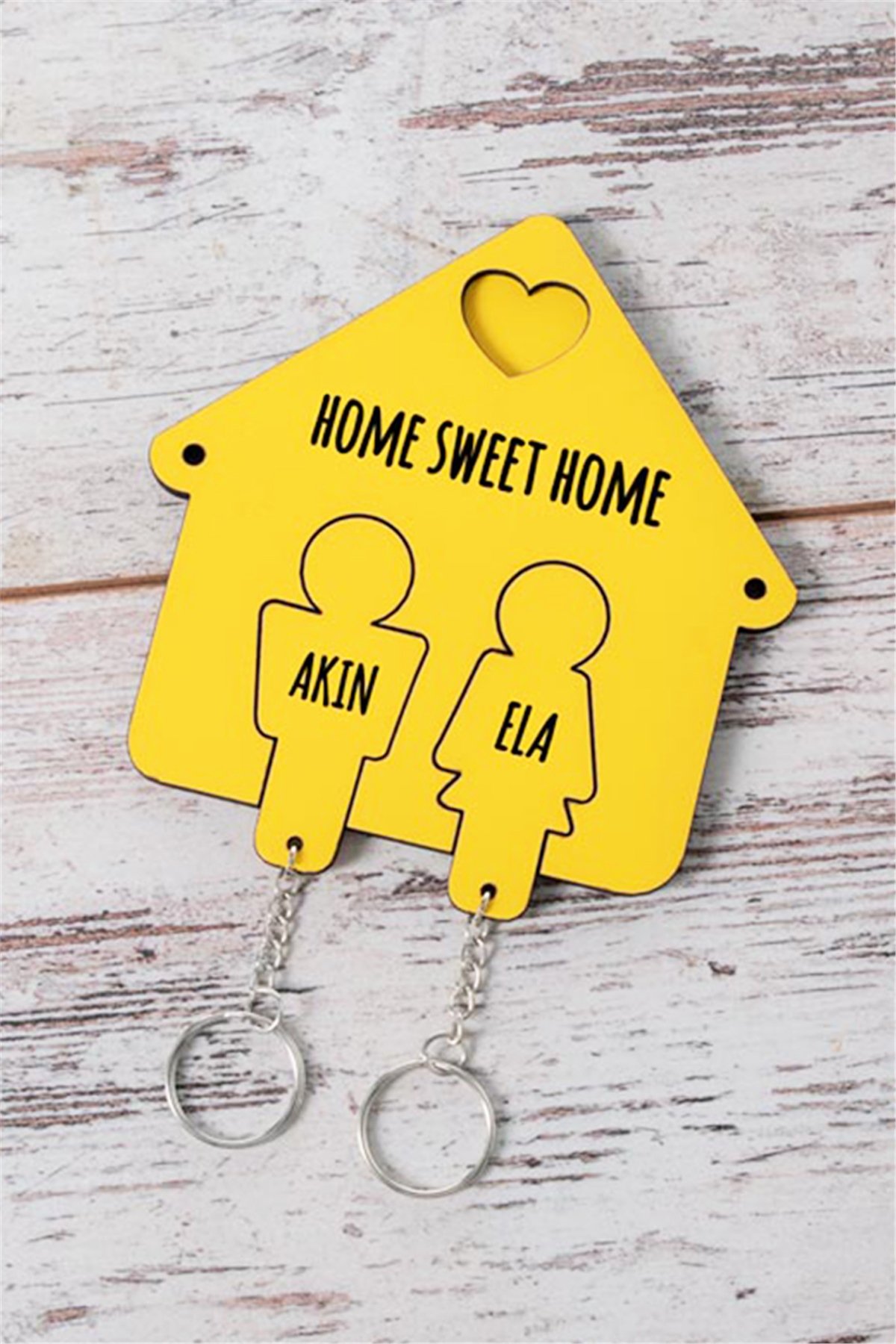 Yeni Evli Çifte Ev Hediyesi Kişiye Özel Duvar Anahtarlığı