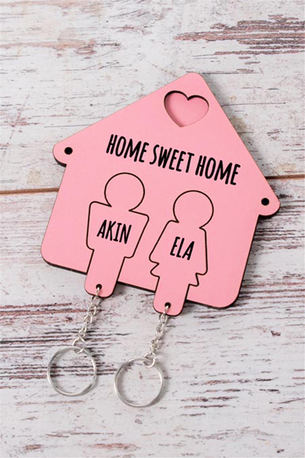 Yeni Evli Çifte Ev Hediyesi Kişiye Özel Duvar Anahtarlığı