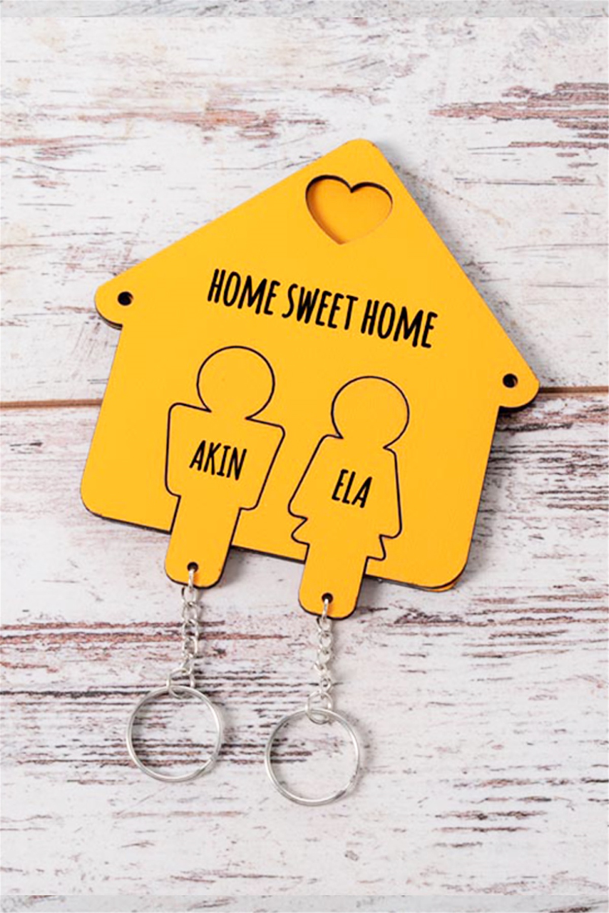 Yeni Evli Çifte Ev Hediyesi Kişiye Özel Duvar Anahtarlığı