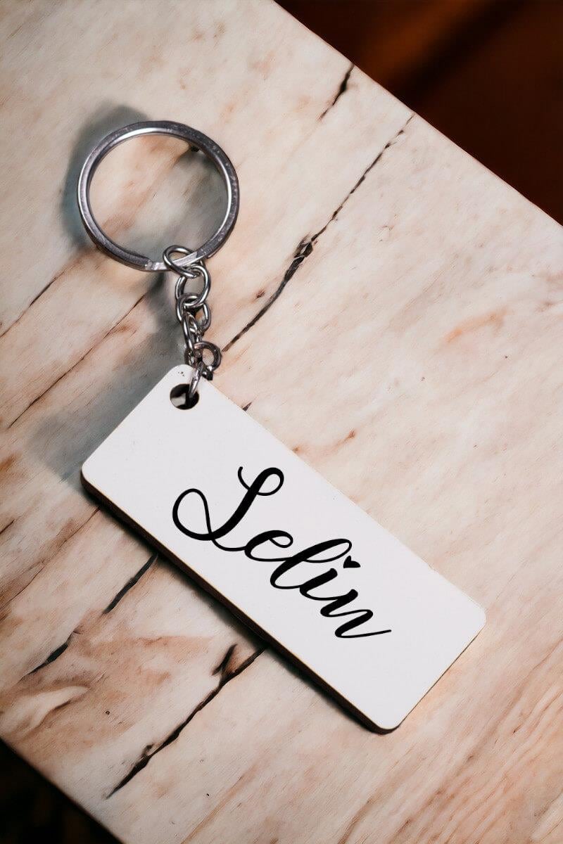 Kişiye Özel İsim Yazılı Dikdörtgen Anahtarlık