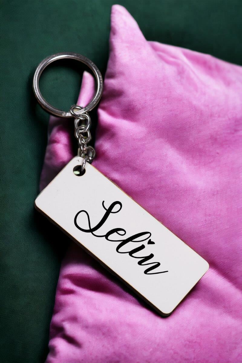 Kişiye Özel İsim Yazılı Dikdörtgen Anahtarlık
