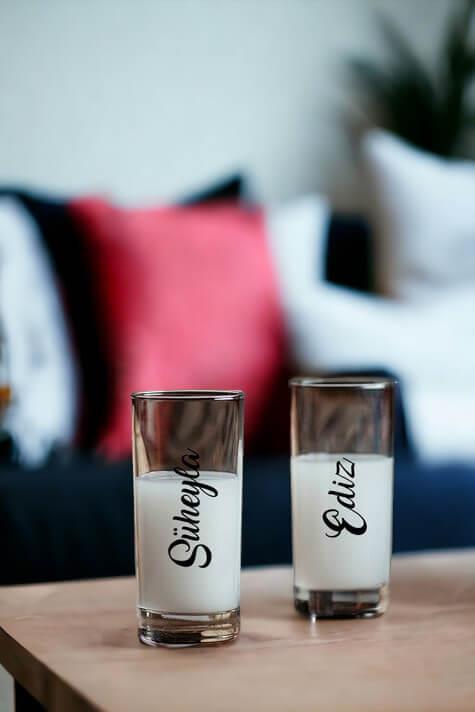 Kişiye Özel İsim Yazılı İkili Rakı Bardağı