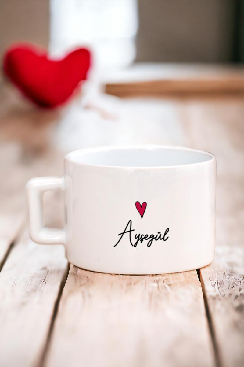 Kişiye Özel İsim Yazılı Minik Kalpli Fincan