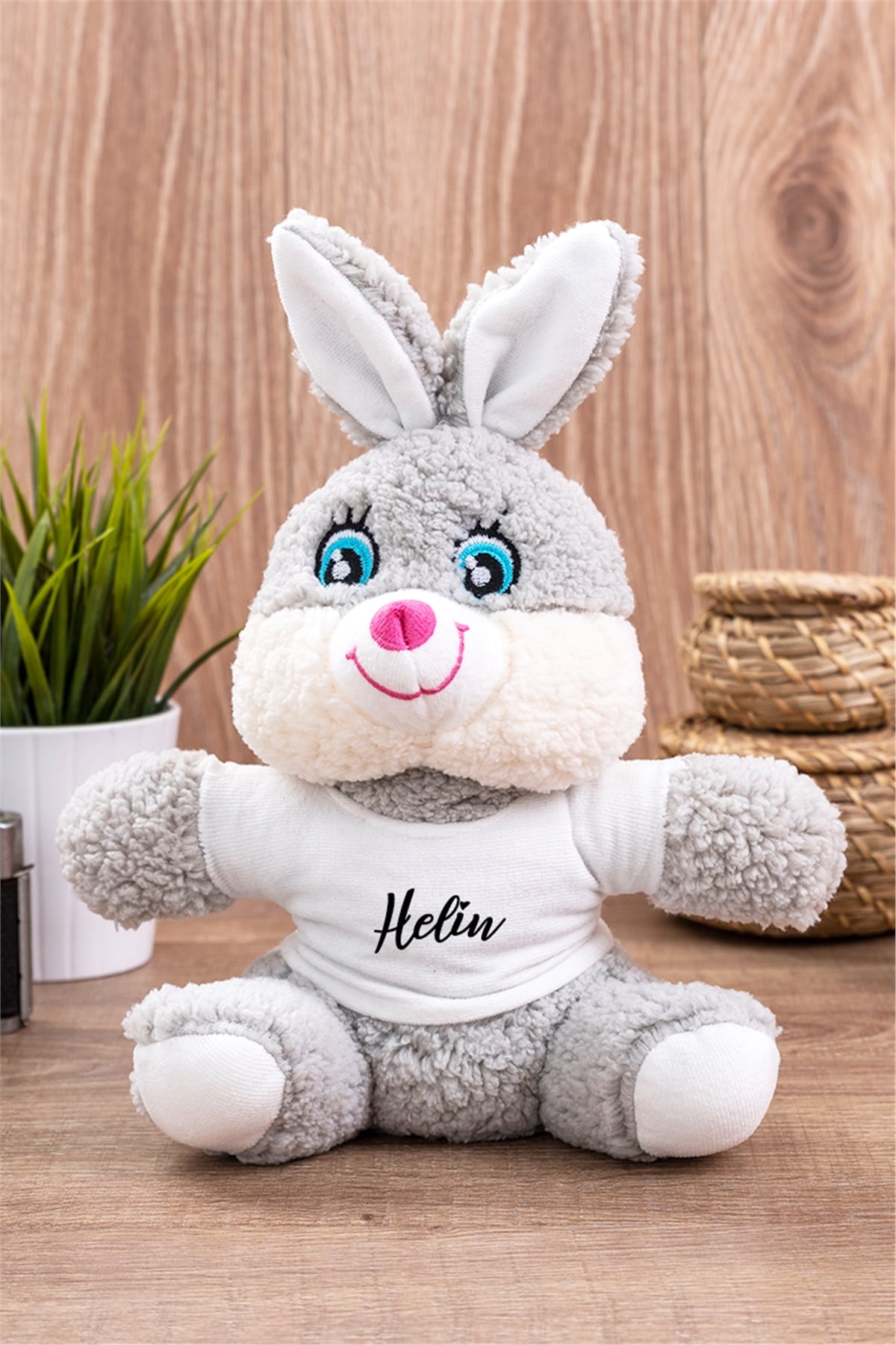 Kişiye Özel İsim Yazılı Peluş Tavşan