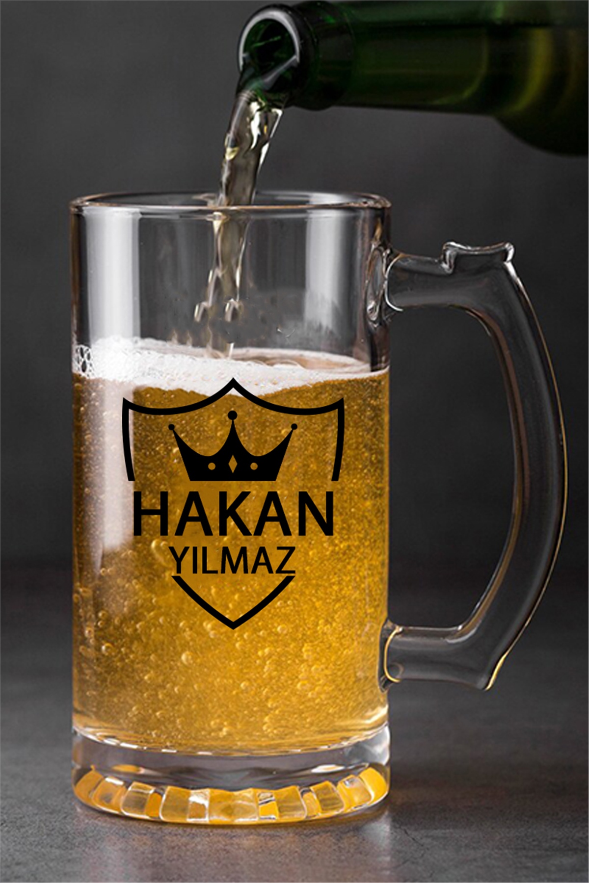 Kişiye Özel Kral Tacı Tasarım İkili Bira Bardağı
