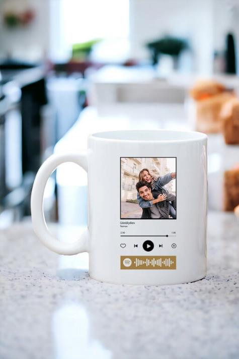 Kişiye Özel Spotify Tasarım Fotoğraflı Beyaz Kupa Bardak