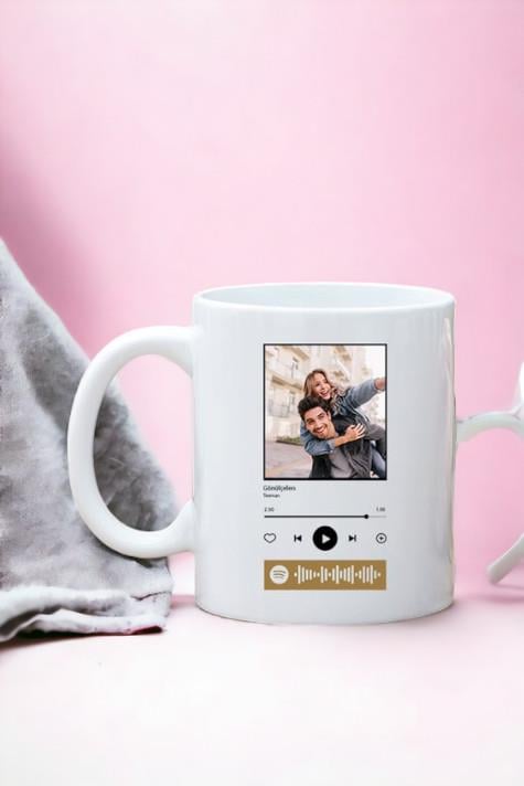 Kişiye Özel Spotify Tasarım Fotoğraflı Beyaz Kupa Bardak