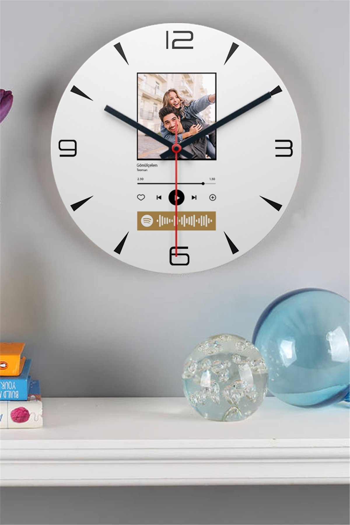 Kişiye Özel Spotify Tasarım Fotoğraflı Ahşap Duvar Saati