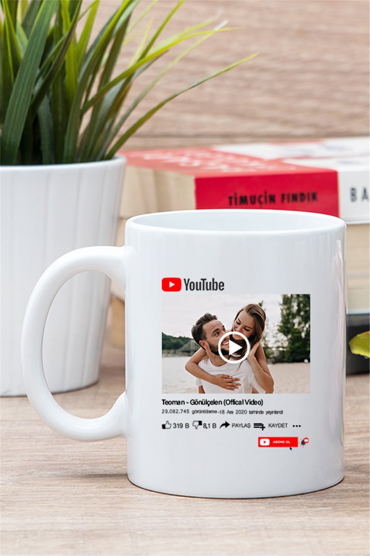 Kişiye Özel Youtube Tasarım Fotoğraflı Beyaz Kupa Bardak