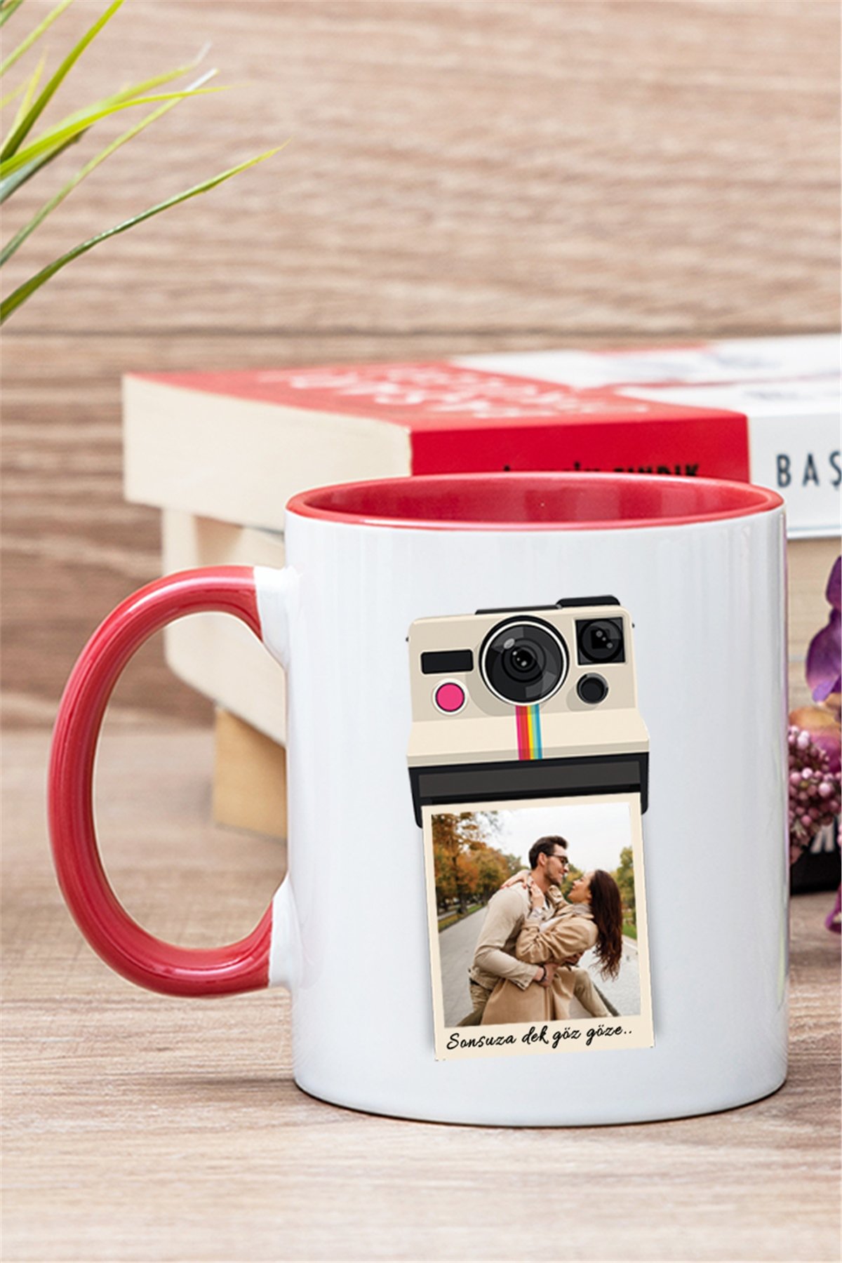 Kişye Özel Polaroid Tasarım Fotoğraflı İçi Renkli Kupa Bardak