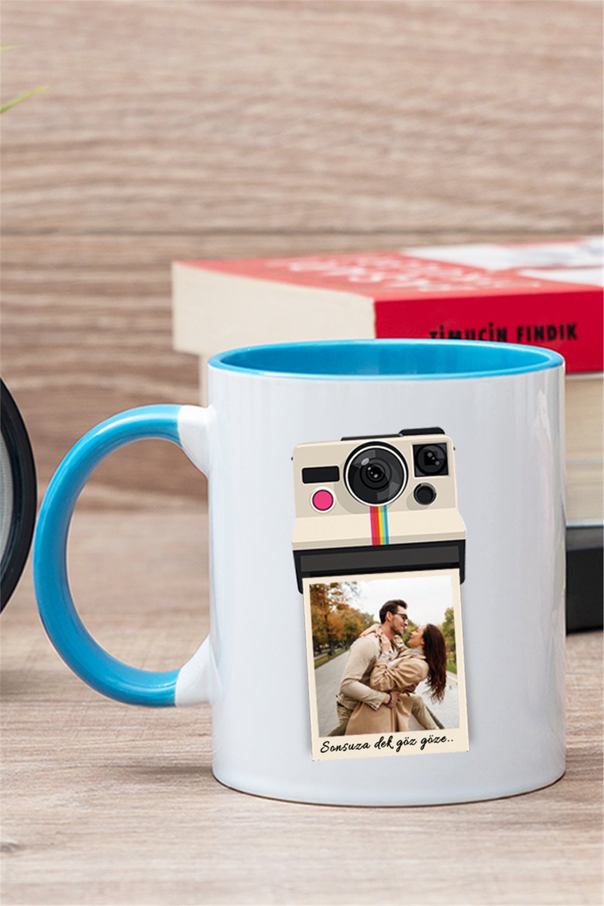 Kişye Özel Polaroid Tasarım Fotoğraflı İçi Renkli Kupa Bardak