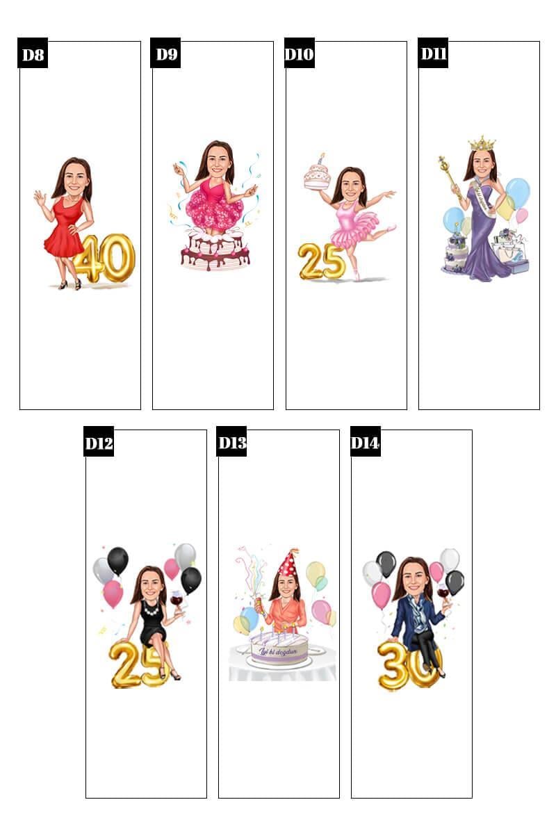 Kadına Doğum Günü Hediyesi Karikatürlü Çerçeve