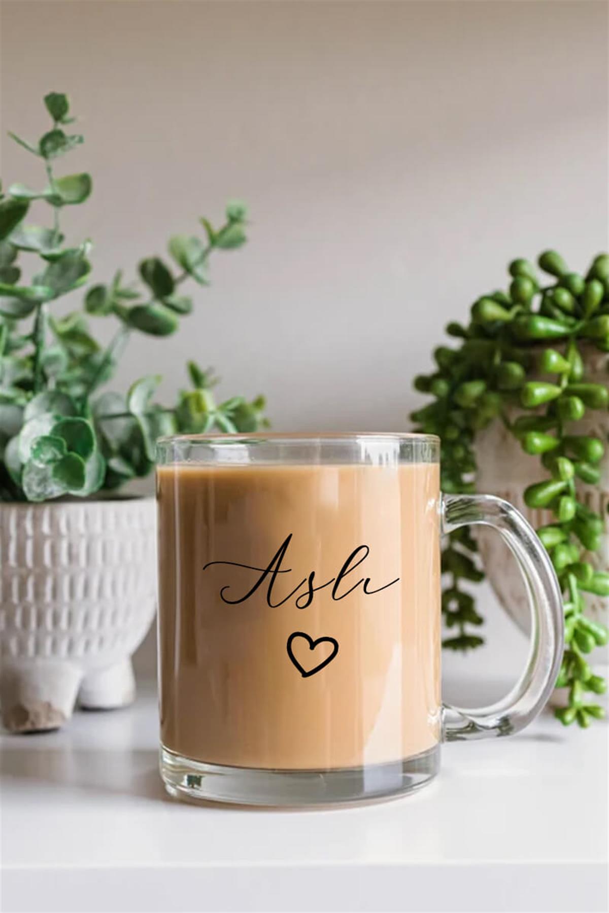 Kız Arkadaşa Hediye Modern Tasarımlı Cam Kahve Kupası