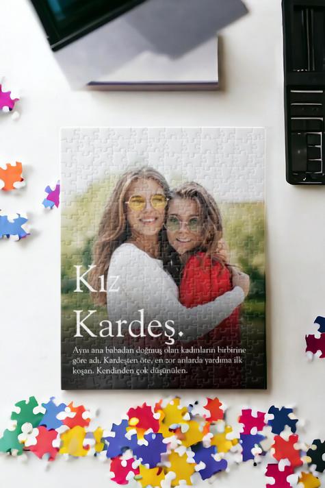 Kız Kardeşe Hediye Fotoğraf Baskılı Dikdörtgen Puzzle