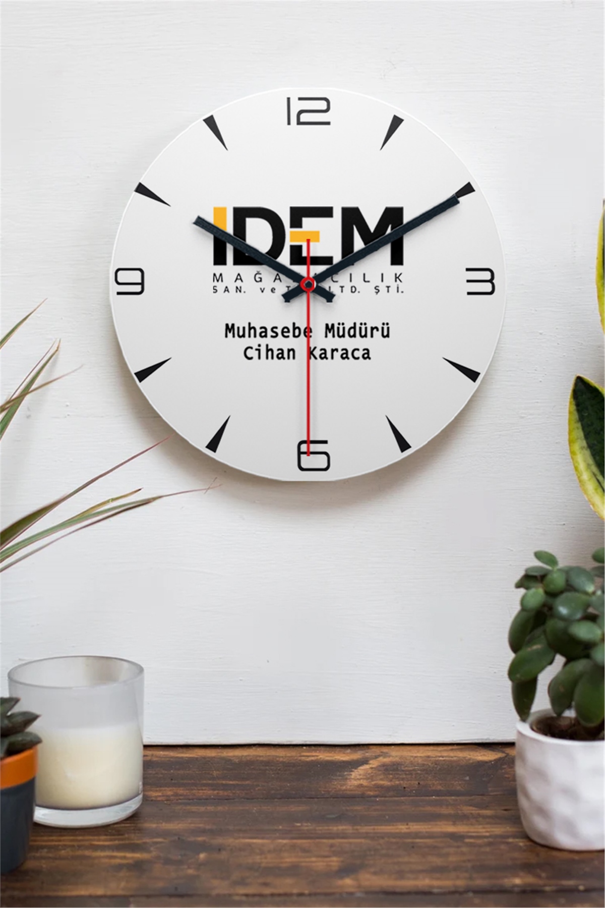 Logolu Ahşap Duvar Saati