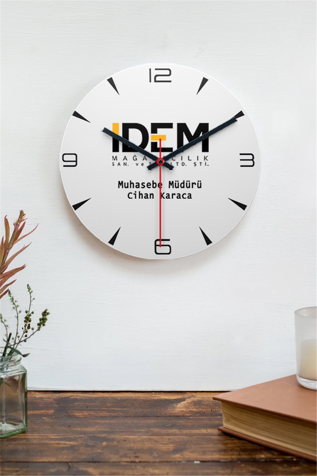Logolu Ahşap Duvar Saati