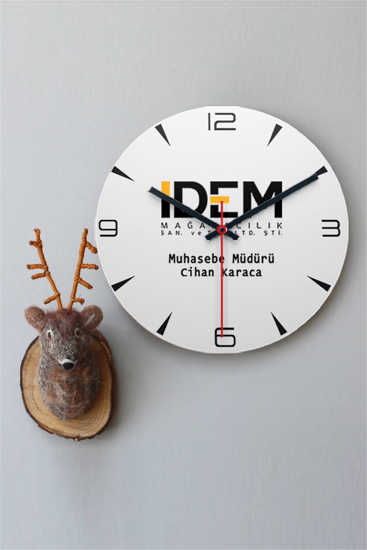 Logolu Ahşap Duvar Saati