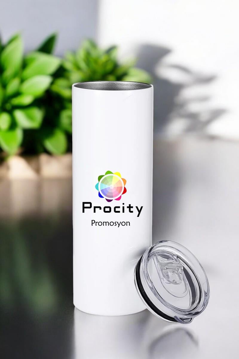 Kurumsal Hediyelik Logo Baskılı Pipetli Çelik Termos Bardak