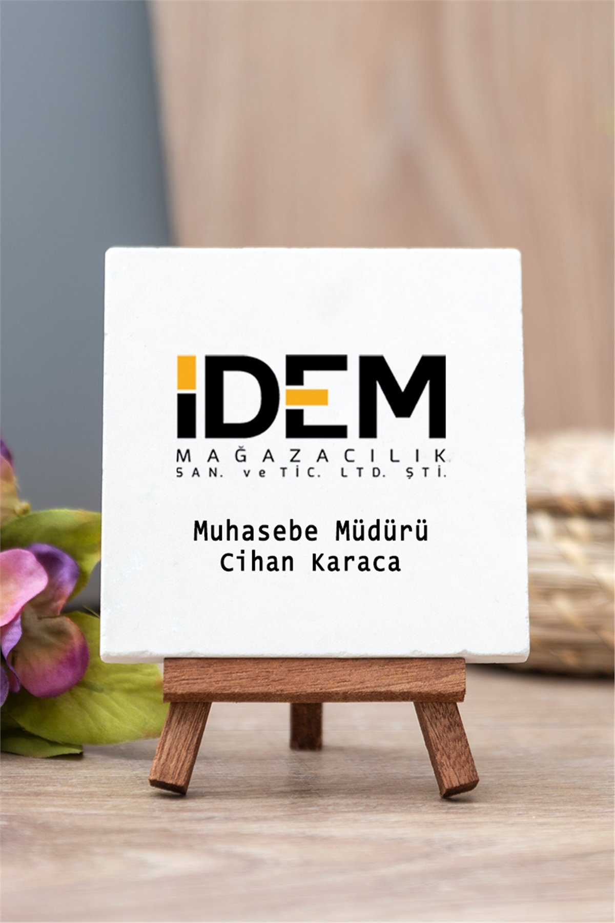 Logolu Taş Masa Dekoru