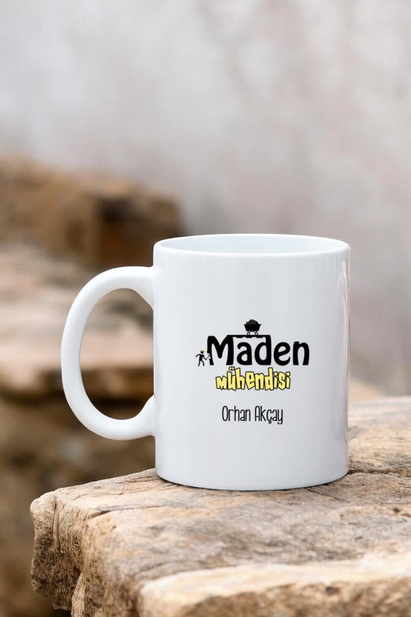 Maden Mühendisine Hediye Beyaz Kupa Bardak