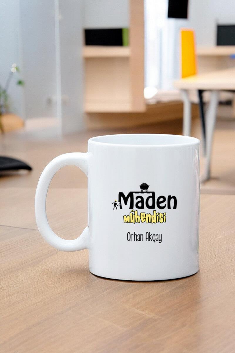 Maden Mühendisine Hediye Beyaz Kupa Bardak