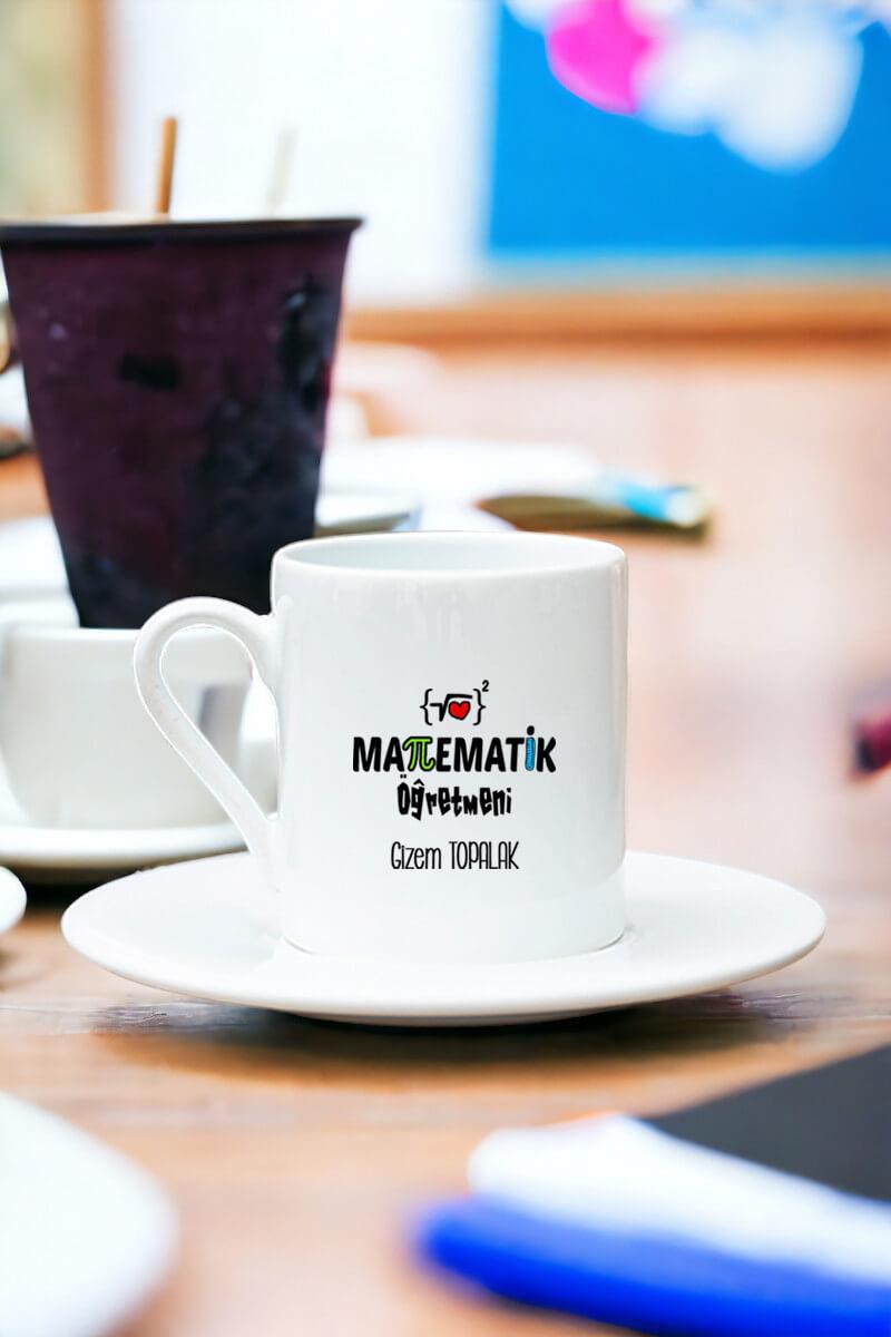 Matematik Öğretmeni Beyaz Türk Kahvesi Fincanı