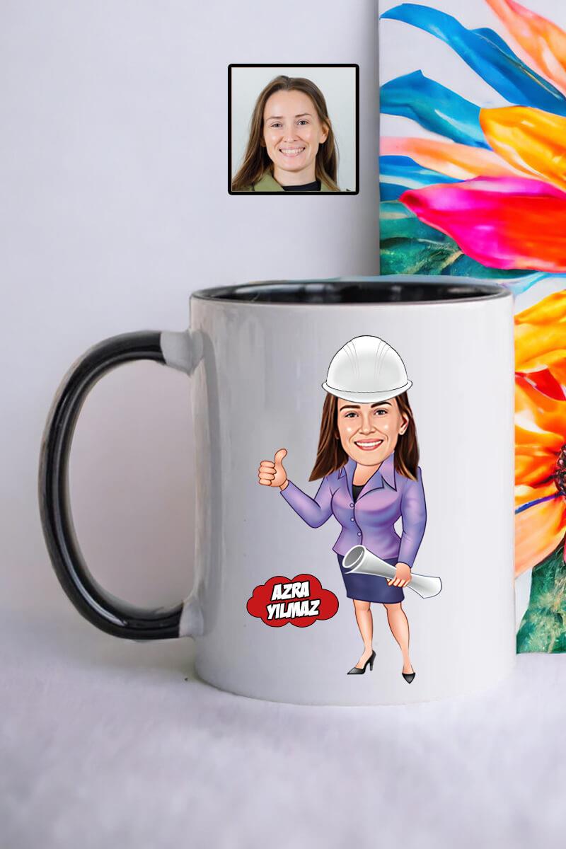 Mimarlara Hediye Kadın Mimar Karikatürlü Kupa Bardak