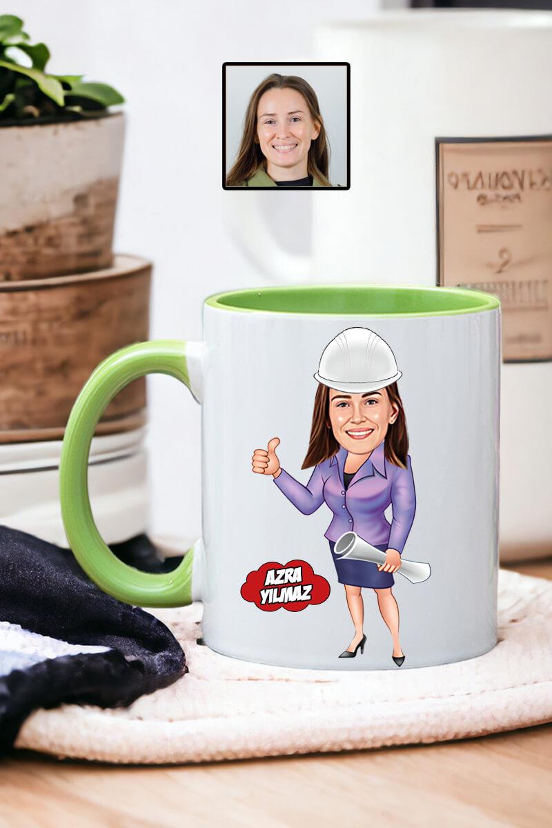 Mimarlara Hediye Kadın Mimar Karikatürlü Kupa Bardak