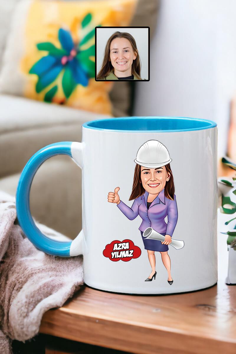 Mimarlara Hediye Kadın Mimar Karikatürlü Kupa Bardak